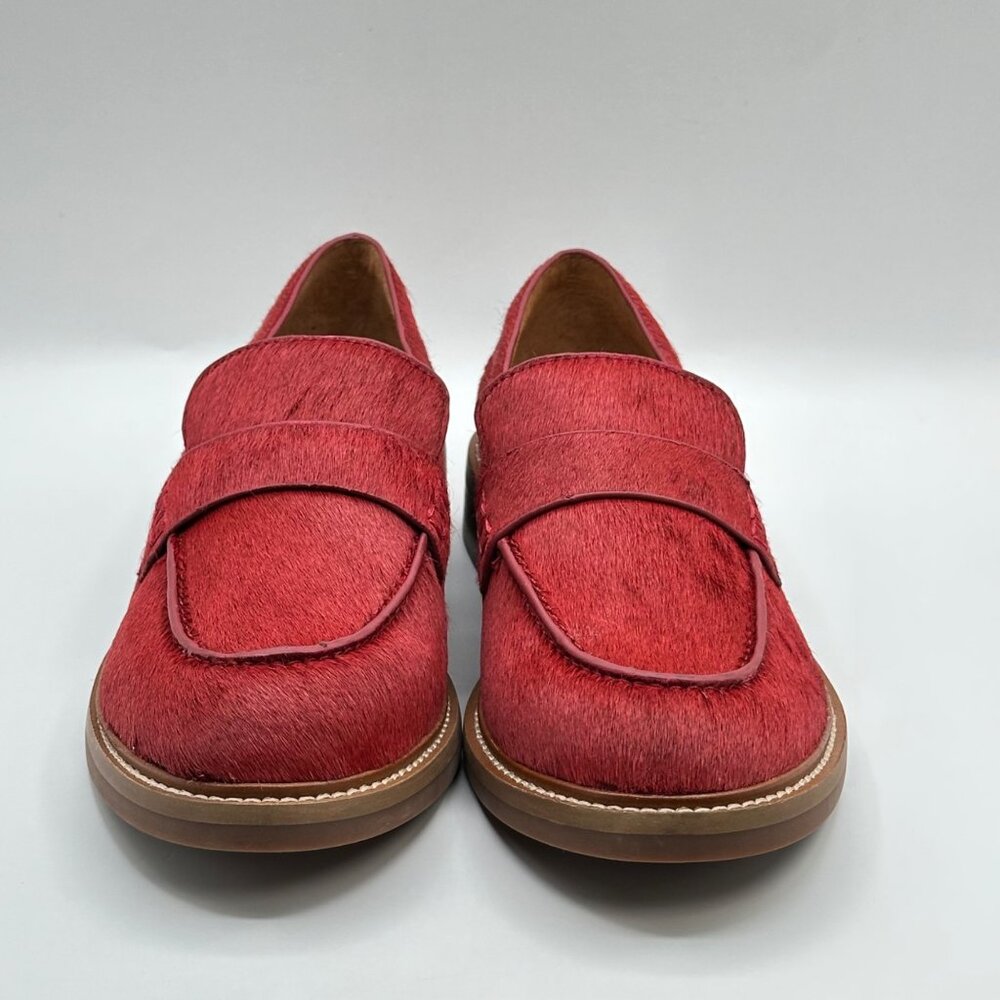 Women's Lucky Brand Salima Loafer Flat Shoe Cow Hair Upper Red Sz 8.5 M/39.5 NEW - Picture 2 of 7